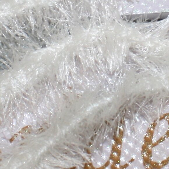 HAND CRAFTED Bride Flip Flops Padded Thong Crochet Faux Fur Eyelash White Shoes - Picture 4 of 10